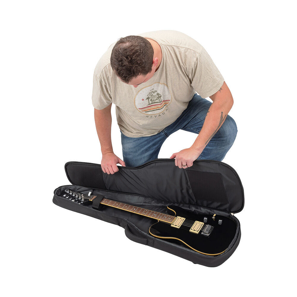 On Stage Adventure Series Electric Guitar Gig Bag Black/Brown 600D Nylon with Padding and Accessory Pockets — view 6