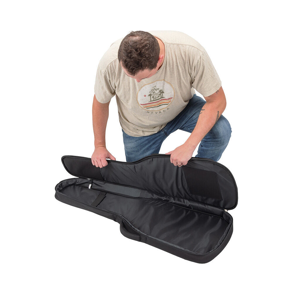 On Stage Adventure Series Electric Guitar Gig Bag Black/Brown 600D Nylon with Padding and Accessory Pockets — view 5