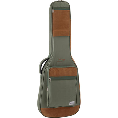 On Stage Adventure Series Electric Guitar Gig Bag - Green/Brown, 600D Nylon, Padded, 3 Accessory Pockets, Lightweight, Backpack Style