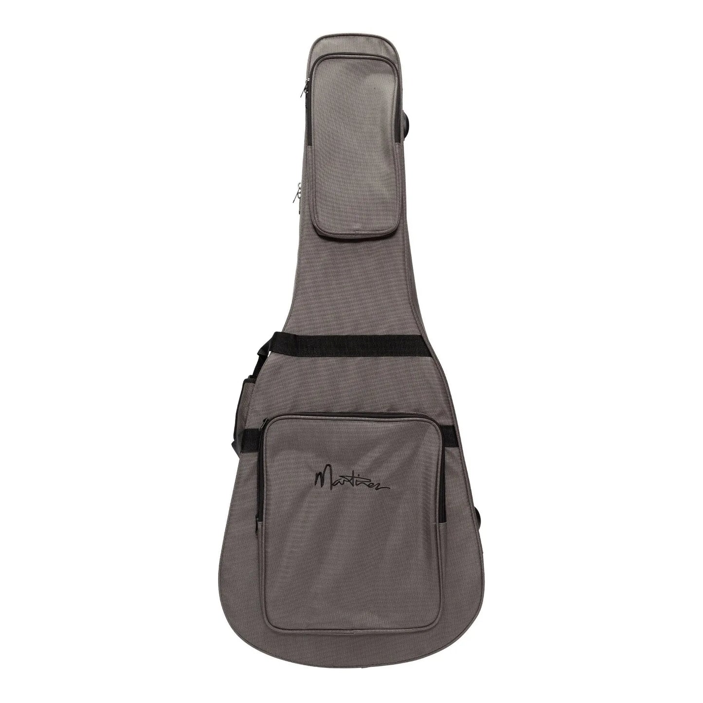 Martinez Deluxe Shaped Acoustic Guitar Polyfoam Case - Silver, Lightweight, Impact Resistant, Dreadnought Fit, Padded Backpack Straps, Accessory Pocke