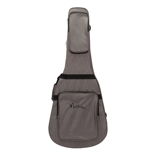 Martinez Deluxe Shaped Acoustic Guitar Polyfoam Case - Silver, Lightweight, Impact Resistant, Dreadnought Fit, Padded Backpack Straps, Accessory Pocke