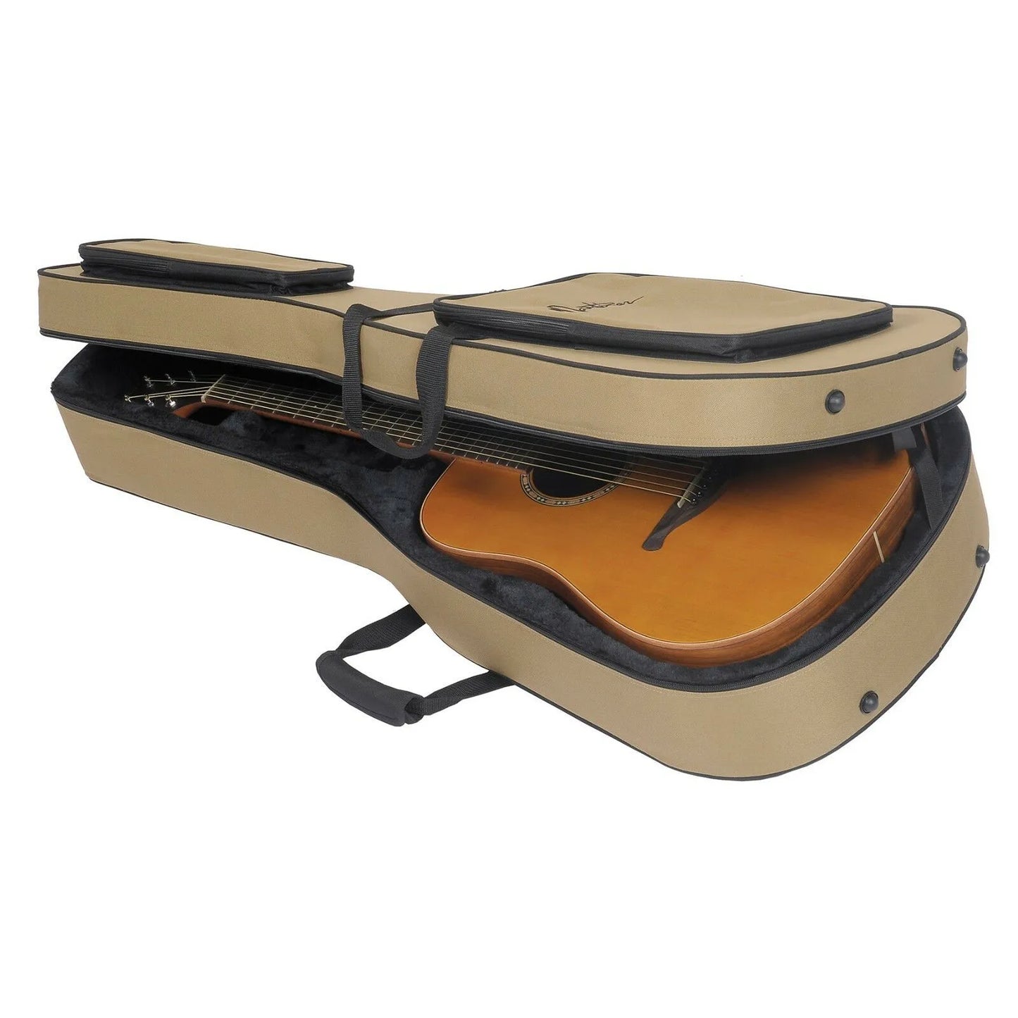 Martinez Deluxe Shaped Acoustic Guitar Polyfoam Case - Tan — view 2