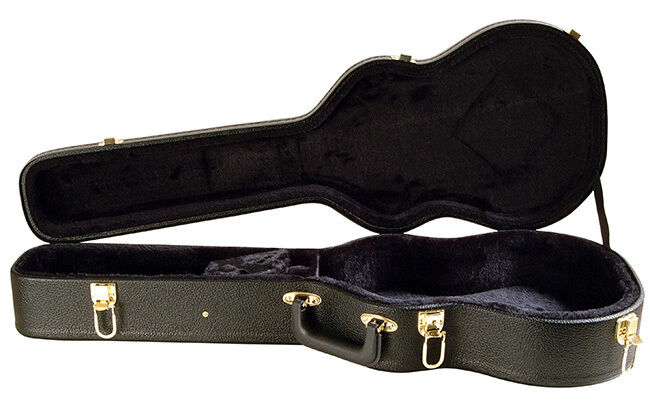 On Stage Baritone Ukulele Hardcase, Weather-Resistant, Plush Lining, Gold-Plated Hardware, 32" Length, Black — view 2