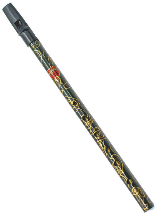 Generation Boho Designer English Tin Penny Whistle in Macdougal Green (D) with Gift Box and Fingering Chart