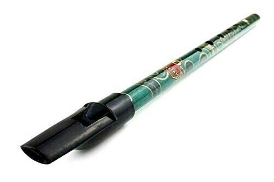 Generation Boho Designer English Tin Penny Whistle in Macdougal Green (D) with Gift Box and Fingering Chart — view 3