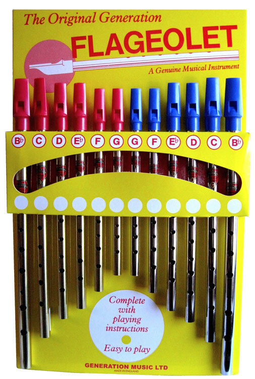 Original Generation Flageolet Counter Display (12 Pieces) with Brass and Nickel Flageolets and Instruction Booklets