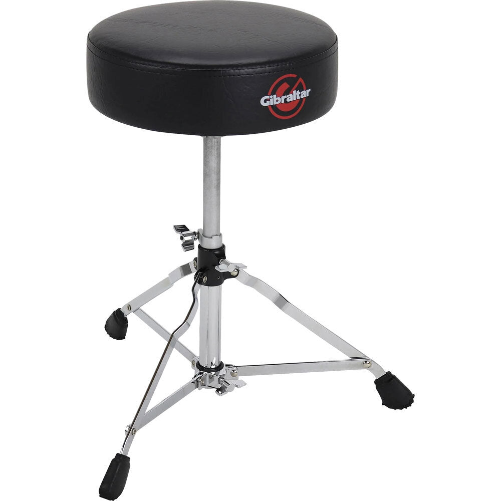 Gibraltar 4000 Series Single Braced Round Drum Throne, 12" Round Vinyl Top, Height Adjustable 15" to 21", Lightweight Tripod Base