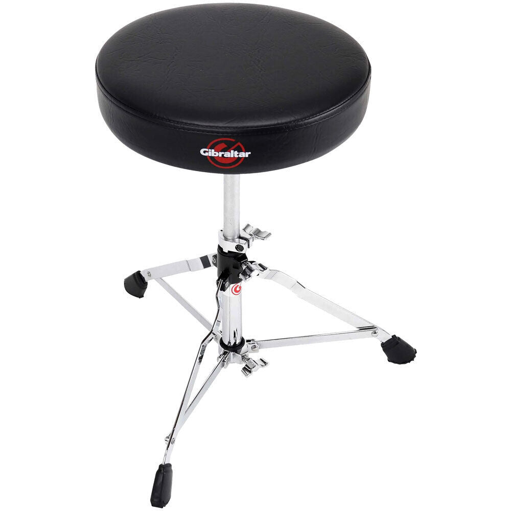 Gibraltar 5600 Series Single Braced Round Drum Throne, 13" Cushioned Vinyl Top, Height Adjustable, Black