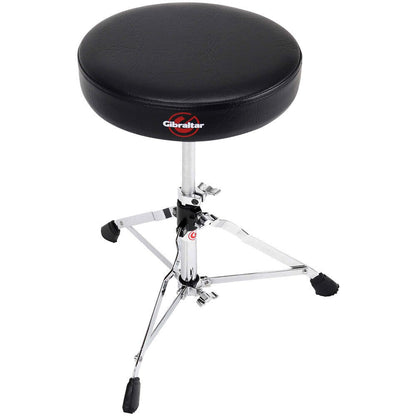Gibraltar 5600 Series Single Braced Round Drum Throne, 13" Cushioned Vinyl Top, Height Adjustable, Black