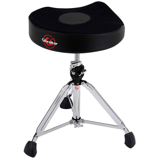 Gibraltar 9600 Series Drum Throne with Airtech Mesh Seat and Thigh Cutouts, Pro Double-Braced Base, Height Adjustable 19" to 27"