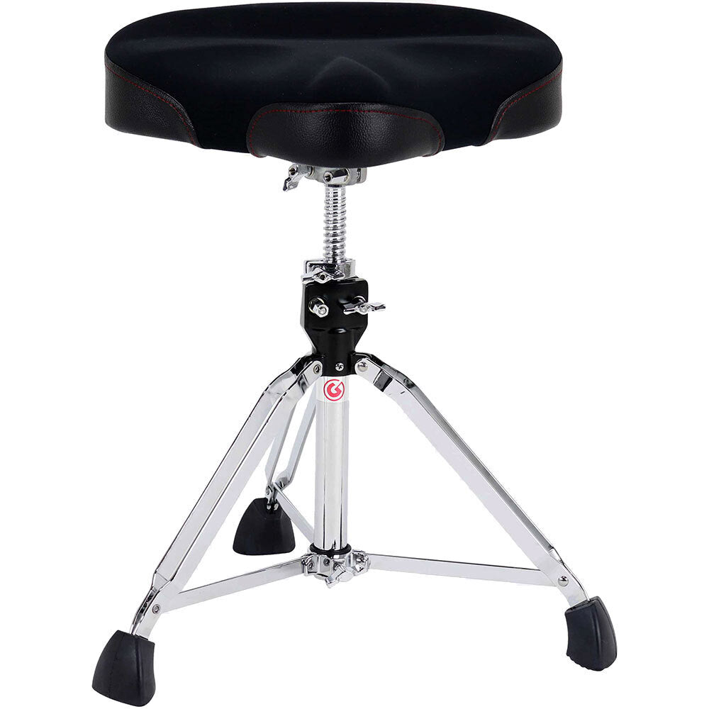 Gibraltar 9600 Series Double-Braced Drum Throne with Neoprene Saddle Seat, 20"-26" Adjustable Height, 16.5"x14.5" Top, 129 kg Capacity