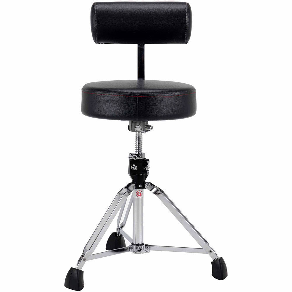 Gibraltar 9600 Series Drum Throne with Round Seat, Adjustable Backrest, Memory Foam, 20"-26" Height Range, Double-Braced Base