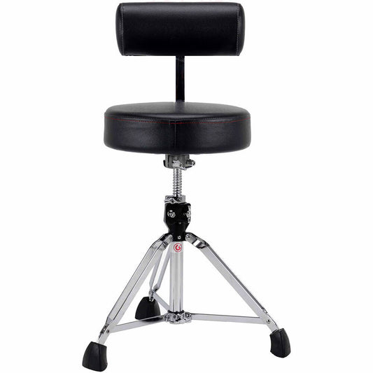 Gibraltar 9600 Series Drum Throne with Round Seat, Adjustable Backrest, Memory Foam, 20"-26" Height Range, Double-Braced Base