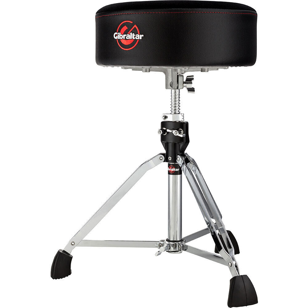 Gibraltar 9600 Series Drum Throne with 5" Super Soft Round Seat, Double Braced Base, Height Adjustable 21" to 29", Memory Foam Top