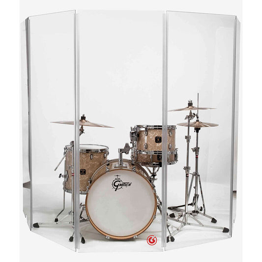 Gibraltar 5-Piece Acrylic Drum Sound Shield 5.5ft x 10ft with Flexible Hinges and Cable Mouse Holes