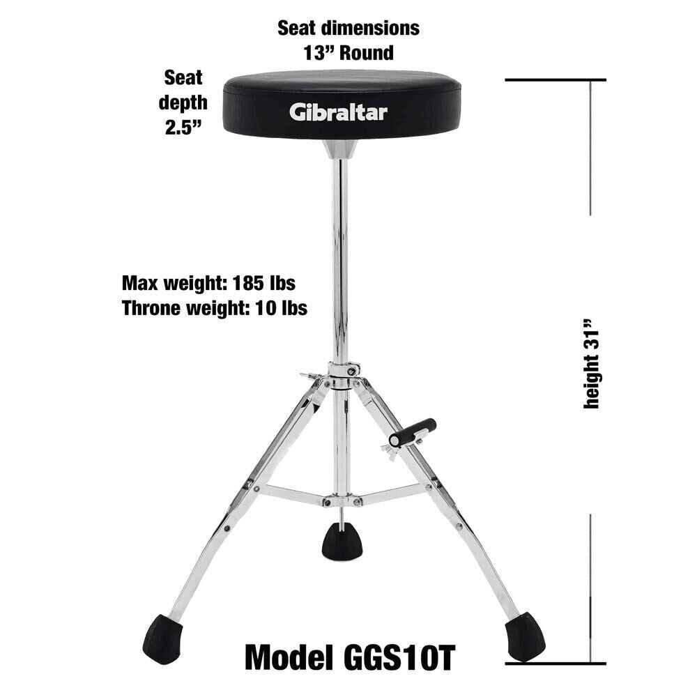 Gibraltar Tall Performance Round Drum Throne with Adjustable Footrest and Tripod Memory Lock — view 5