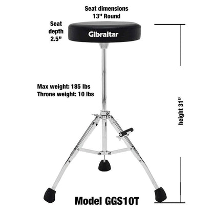 Gibraltar Tall Performance Round Drum Throne with Adjustable Footrest and Tripod Memory Lock — view 5
