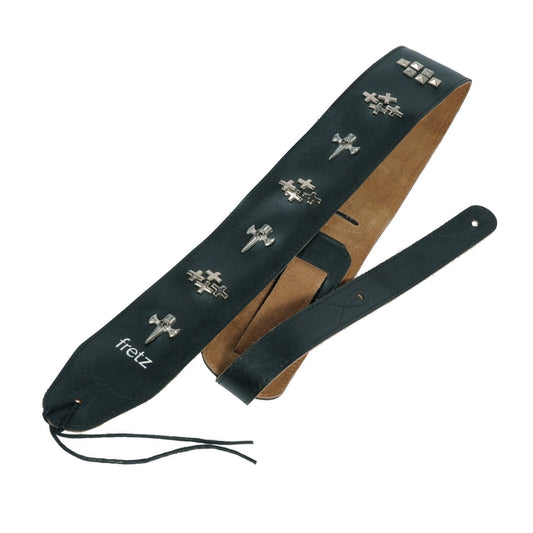 Fretz Leather-Look Adjustable Studded Guitar Strap 6.5cm