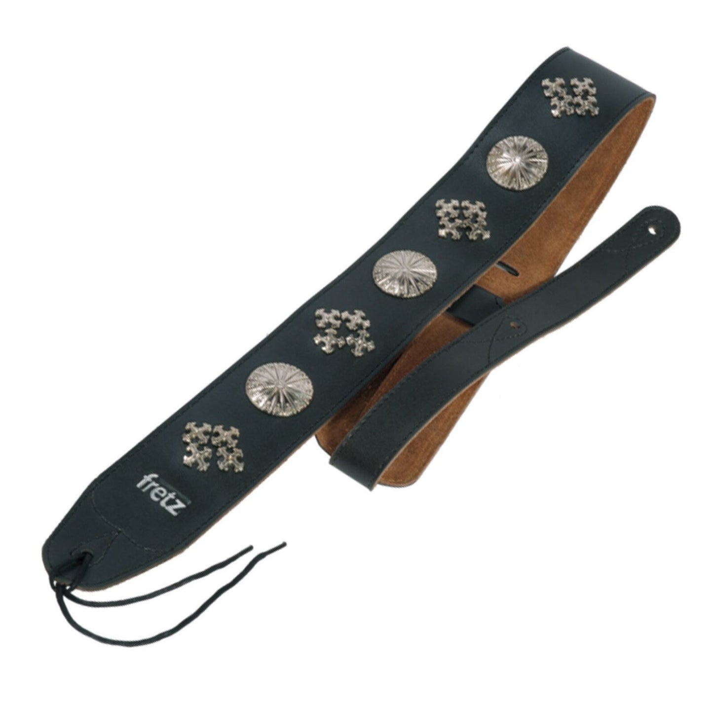 Fretz Leather-Look Adjustable Studded Guitar Strap 6.5cm