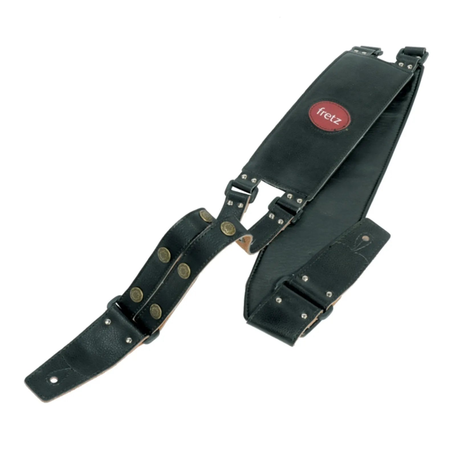 Fretz GKT-942-BLK Leather-Look Adjustable Guitar Strap for Bikers