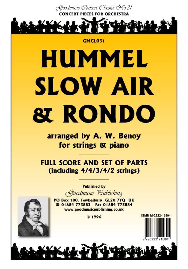 Slow Air & Rondo for String Orchestra and Piano by Hummel, Arranged by A.W. Benoy, Goodmusic, 1 Page