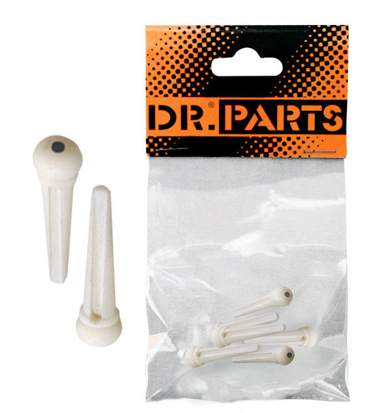 DR. PARTS 6 x Bridge Pins White with Black Dot Acoustic Guitar Set