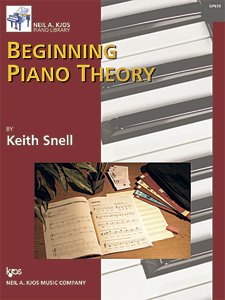 Beginning Piano Theory by Neil A. Kjos Music Company, 32 pages, covers note reading, intervals, triad chords, key signatures, and meters.