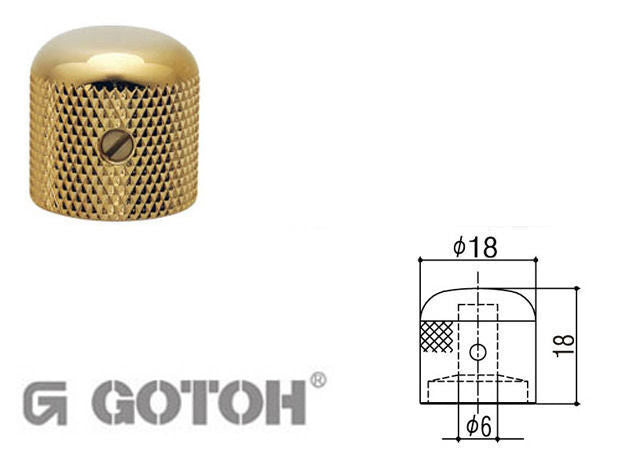 Electric Guitar Telecaster Style Control Knobs - GOTOH Gold knob, Dome top