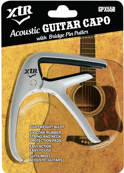 XTR Acoustic Guitar Capo with Bridge Pin Puller — view 2
