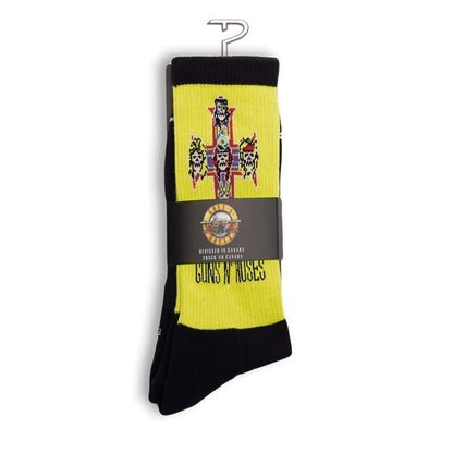 Perris Licensed GNR "Appetite For Destruction" Large Crew Socks Black/Yellow - 1 Pair
