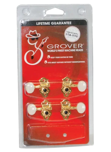 Grover GRO410WG Ukulele Machine Head Set Gold with Off White Button