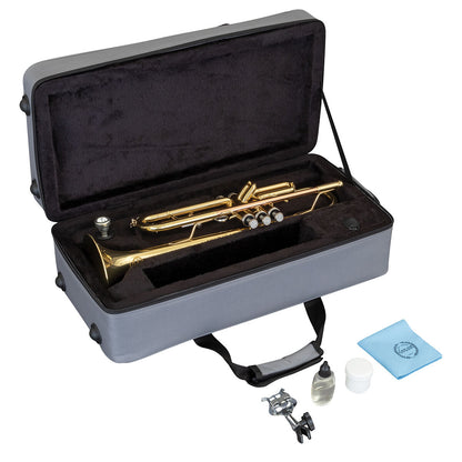 Grassi Bb Trumpet Gold Lacquer Master Series Student Pack with Case, Oil, Lyre [GRTR20SK] — view 3