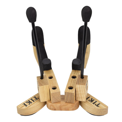 Fretz 'Woodie 4' Folding Ukulele and Violin Stand with Tiki Logo - Natural Wood Finish — view 2