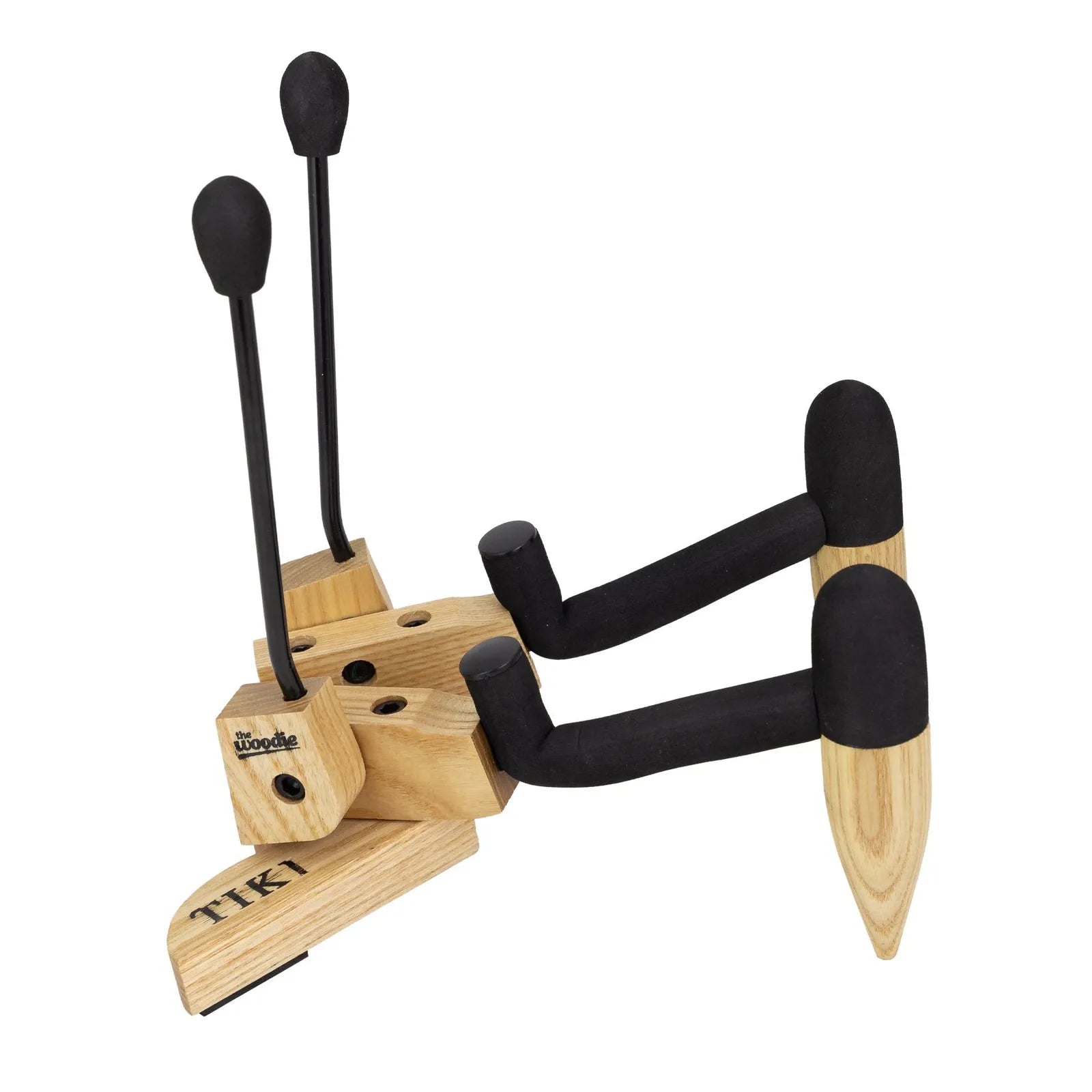 Fretz 'Woodie 4' Folding Ukulele and Violin Stand with Tiki Logo - Natural Wood Finish — view 3