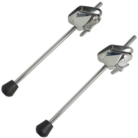 Gibraltar Lightweight Bass Drum Spurs - Pair, Solid Steel with Rubber Tip, 12" Length, 3 Hole Mount, Includes Screws