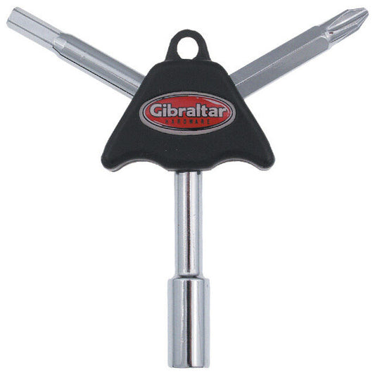 Gibraltar Magnetized Drum Tri Key Tool - Drum Key, Hex Key, Phillips Head Screwdriver