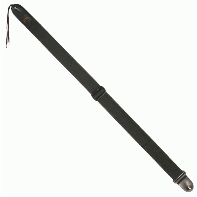 UXL 50mm Black Cotton Guitar Strap with Leather Tabs