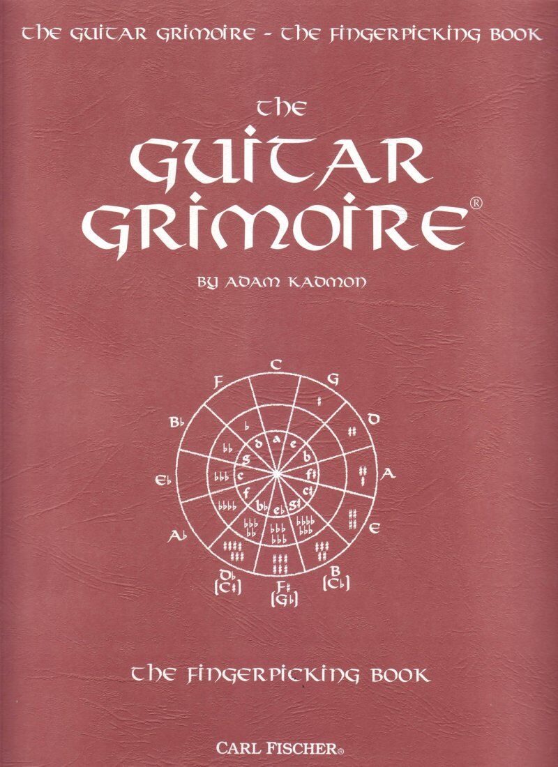 The Guitar Grimoire: The Fingerpicking Book by Adam Kadmon, 208 pages, includes diagrams and charts for mastering fingerpicking techniques.