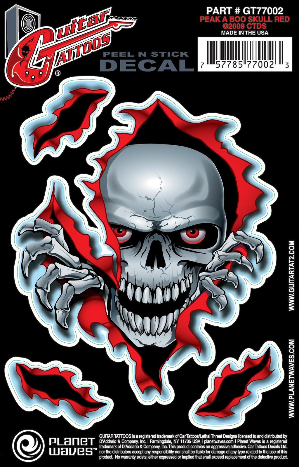 Planet Waves Guitar Tattoo, Peek A Boo Skull