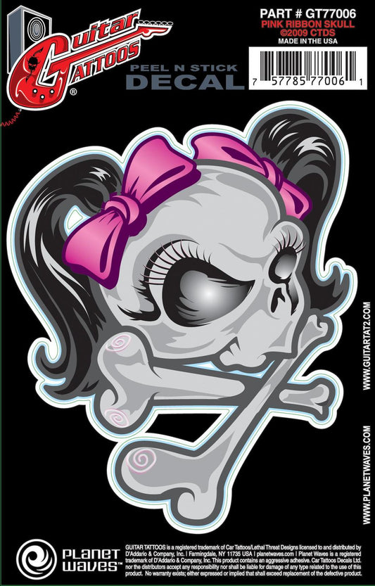 Planet Waves Guitar Tattoo, Ribbon Skull