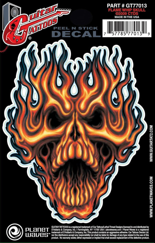 Planet Waves Guitar Tattoo, Flame Whip Skull
