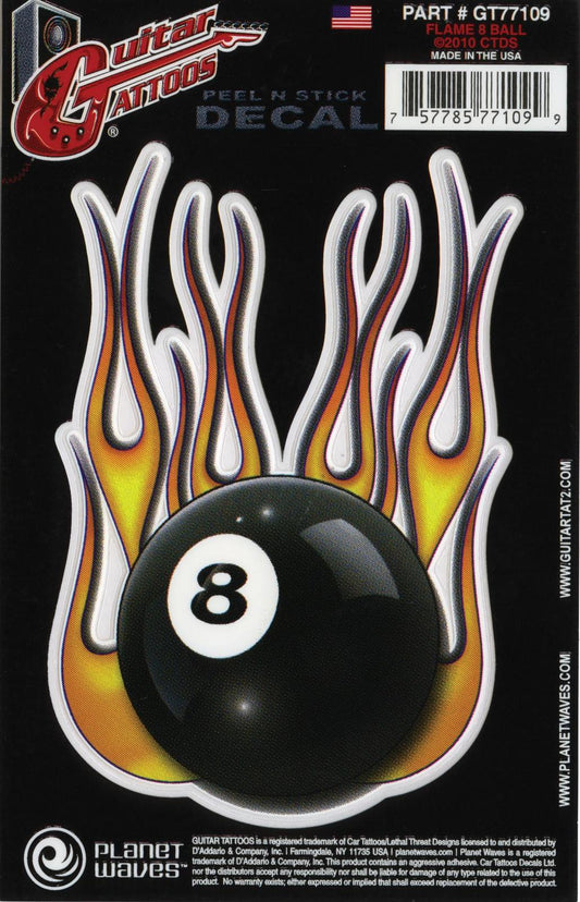 Planet Waves Guitar Tattoo, Flame 8 Ball