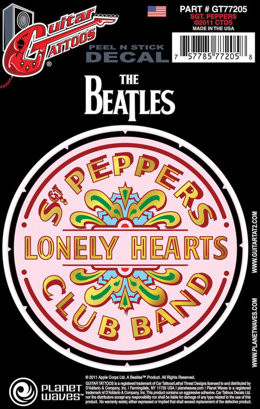 Planet Waves Beatles Guitar Tattoo Sticker, Sgt Peppers