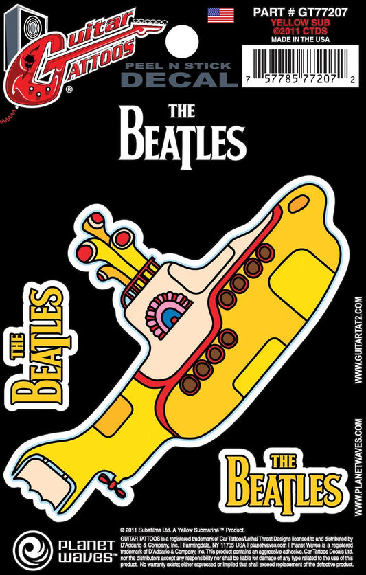 Planet Waves Beatles Guitar Tattoo Sticker, Yellow Submarine