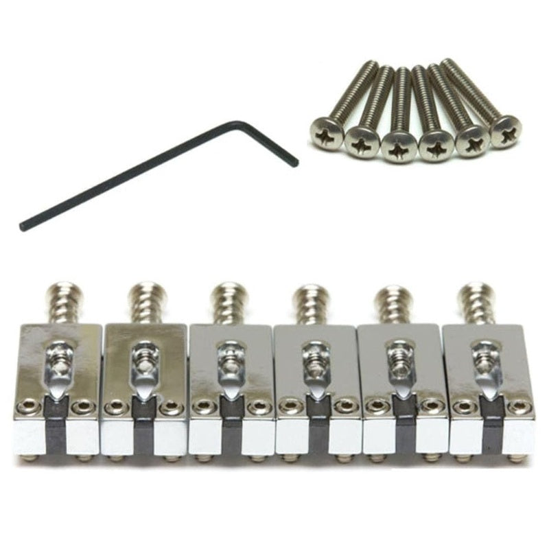Graph Tech String Saver Classic Saddle Set for Electric Guitar - Chrome, 6 Pieces, 52.73mm E to E Spacing, Includes Extra Intonation Screws