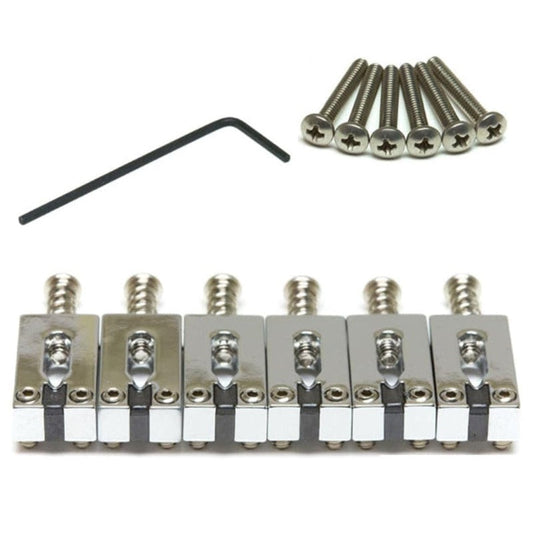 Graph Tech String Saver Classic Saddle Set for Electric Guitar - Chrome, 6 Pieces, 52.73mm E to E Spacing, Includes Extra Intonation Screws