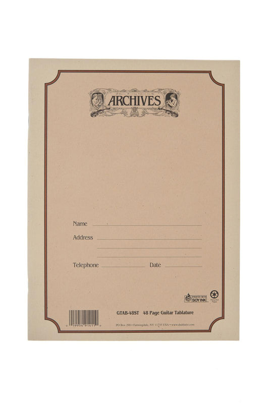 Archives Standard Bound Manuscript Paper Book, Guitar TAB, 48 Pages Book