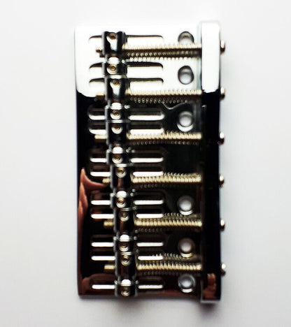 GT Bass Bridge with Brass Saddles, Chrome Finish, 6-String, 17mm String Spacing — view 2