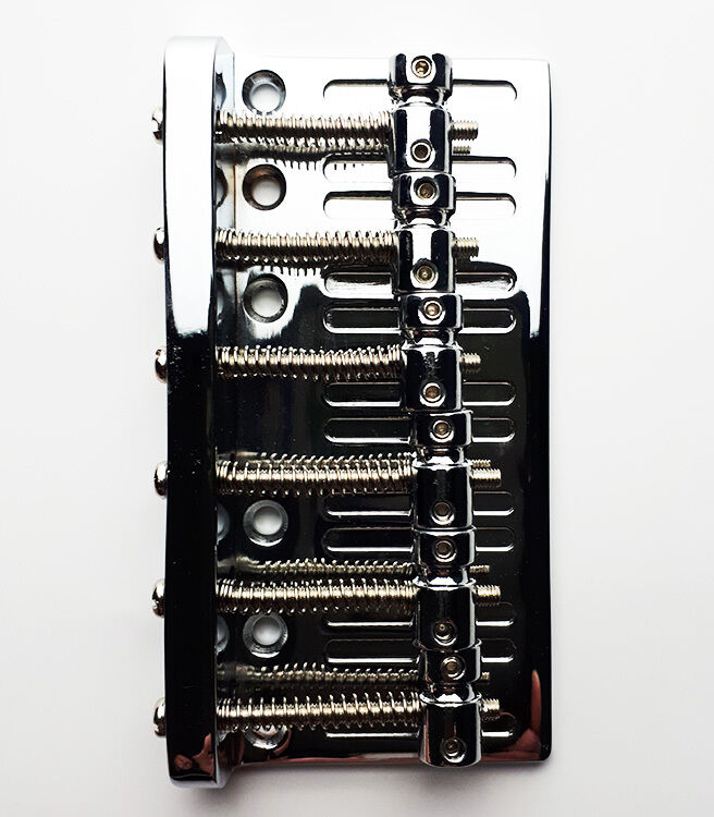 GT Bass Bridge with Brass Saddles, Chrome Finish, 6-String, 17mm String Spacing — view 4