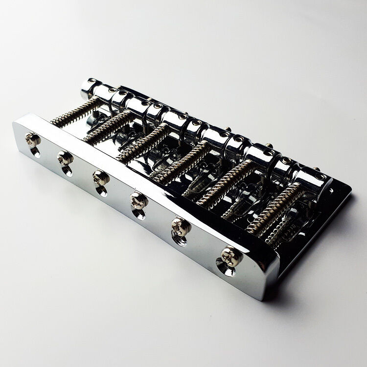 GT Bass Bridge with Brass Saddles, Chrome Finish, 6-String, 17mm String Spacing — view 3